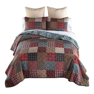 Appalachia Plaid 3PC Multicolor Cotton King Quilt Set