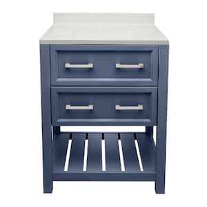 Tremblant 25 in. W x 19 in. D x 36 in. H Bath Vanity in Blue with White Cultured Marble Top Single Hole