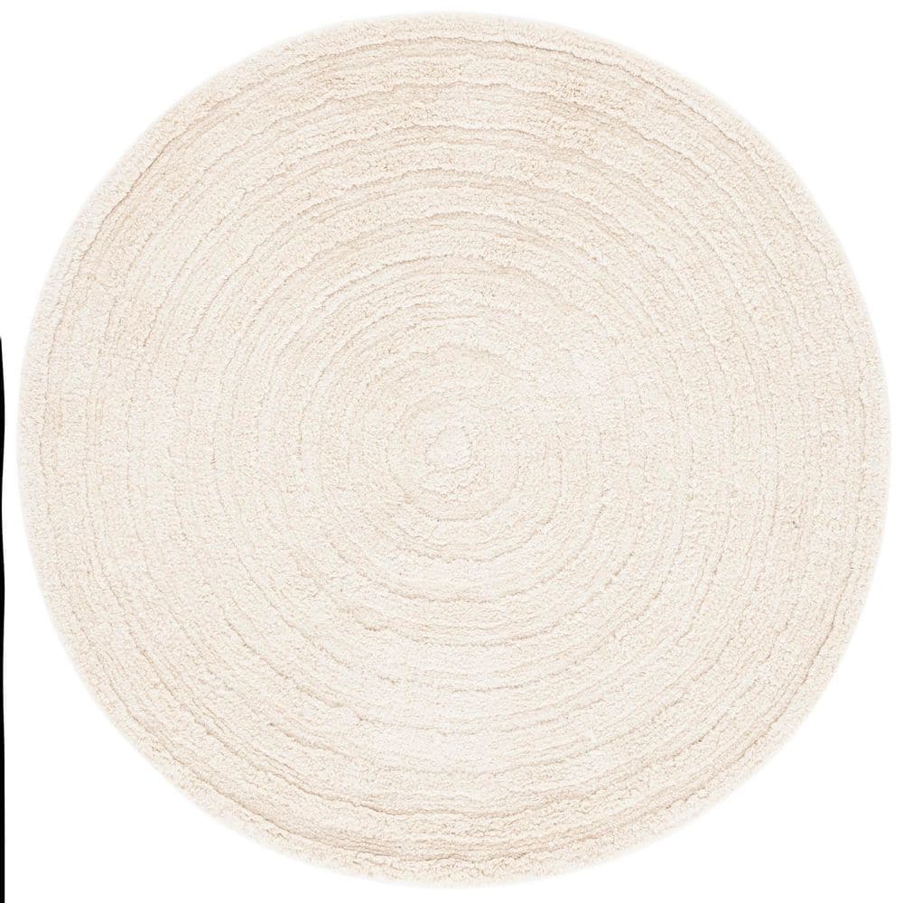 Easy Care Ivory 4 ft. x 4 ft. Machine Washable High-Low Dendric Solid Round Area Rug price history on PriceWatchPro