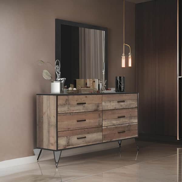 Benjara Black 39.53 in. W x 0.98 in. H Modern Square Wood Dresser Mirror
