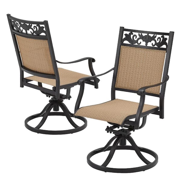 HOMMOW 19 in. x 23 in. Brown Outdoor Swivel Patio Dining Chairs Set of 2, 360° Swivel Chairs with a Smooth Rocking Base