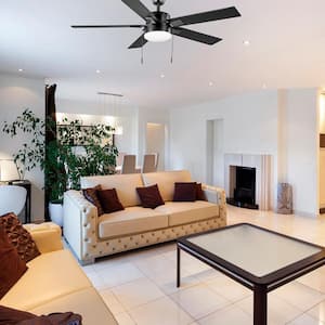 52 in. Corwin Indoor/Outdoor Matte Black LED Ceiling Fan with Light Kit