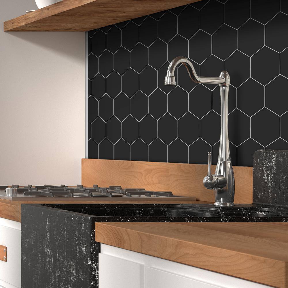 Noir Hexagon Composite Peel and Stick Wall Mural
