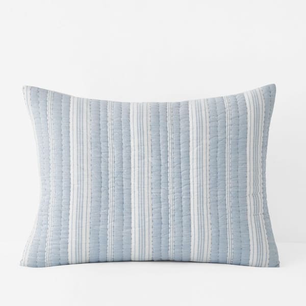 The Company Store Company Cotton Stripe Blue Quilt Cotton Standard Sham