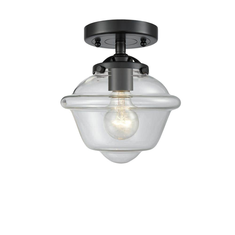 Oxford 7.5 in. 1-Light Oil Rubbed Bronze Industrial Semi-Flush Mount with Clear Glass Shade price history on PriceWatchPro