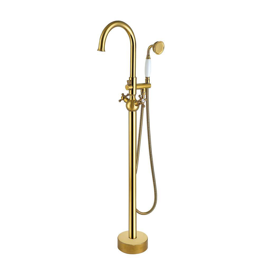 2-Handle Floor Mount Freestanding Tub Faucet with Hand Shower in. Titanium Golded price history on PriceWatchPro
