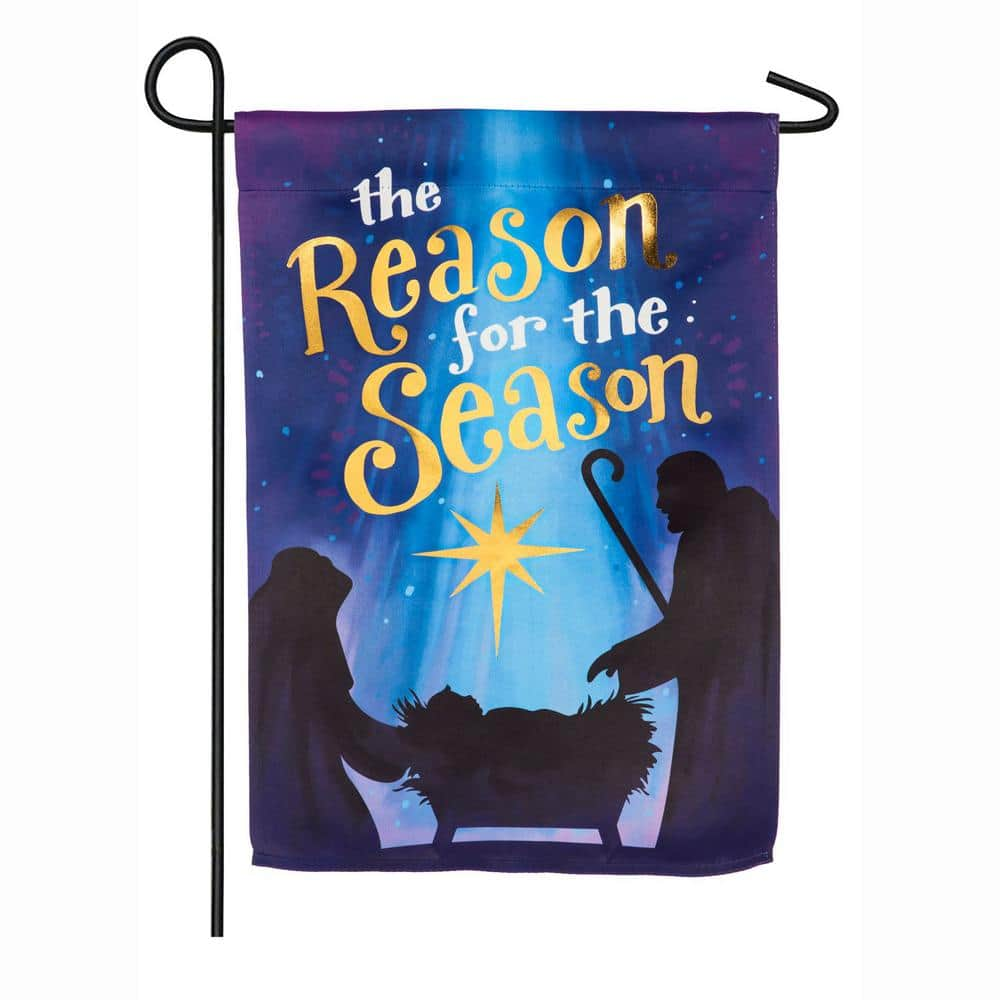 Evergreen 18 in. x 12.5 in. Reason for the Season Garden Suede Flag ...