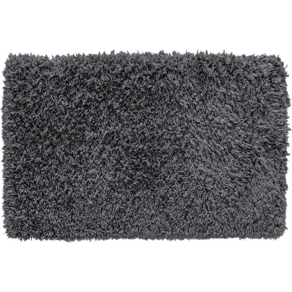 Tayse Rugs Heavenly Shag Solid Dark Gray 2 ft. x 3 ft. Indoor Area Rug