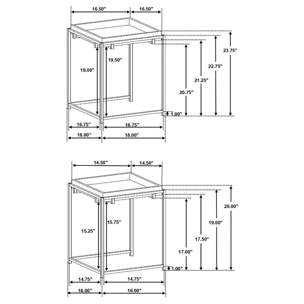 Gold and Brown Mango Wood Square Nesting Tables with Metal Frame