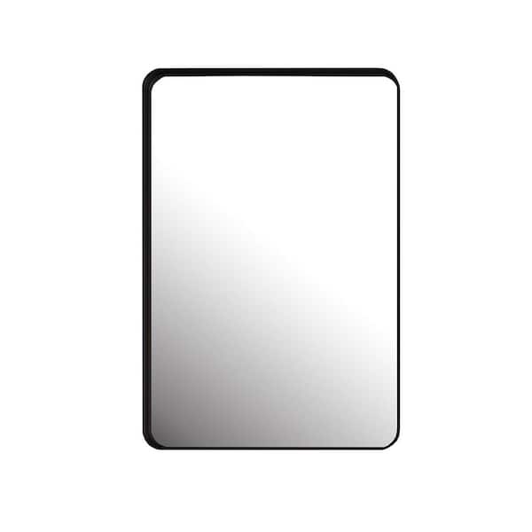 Modern 20 in. W x 30 in. H Rectangular Matte Black Recessed or Surface Mount Medicine Cabinet with Mirror, Metal Frame