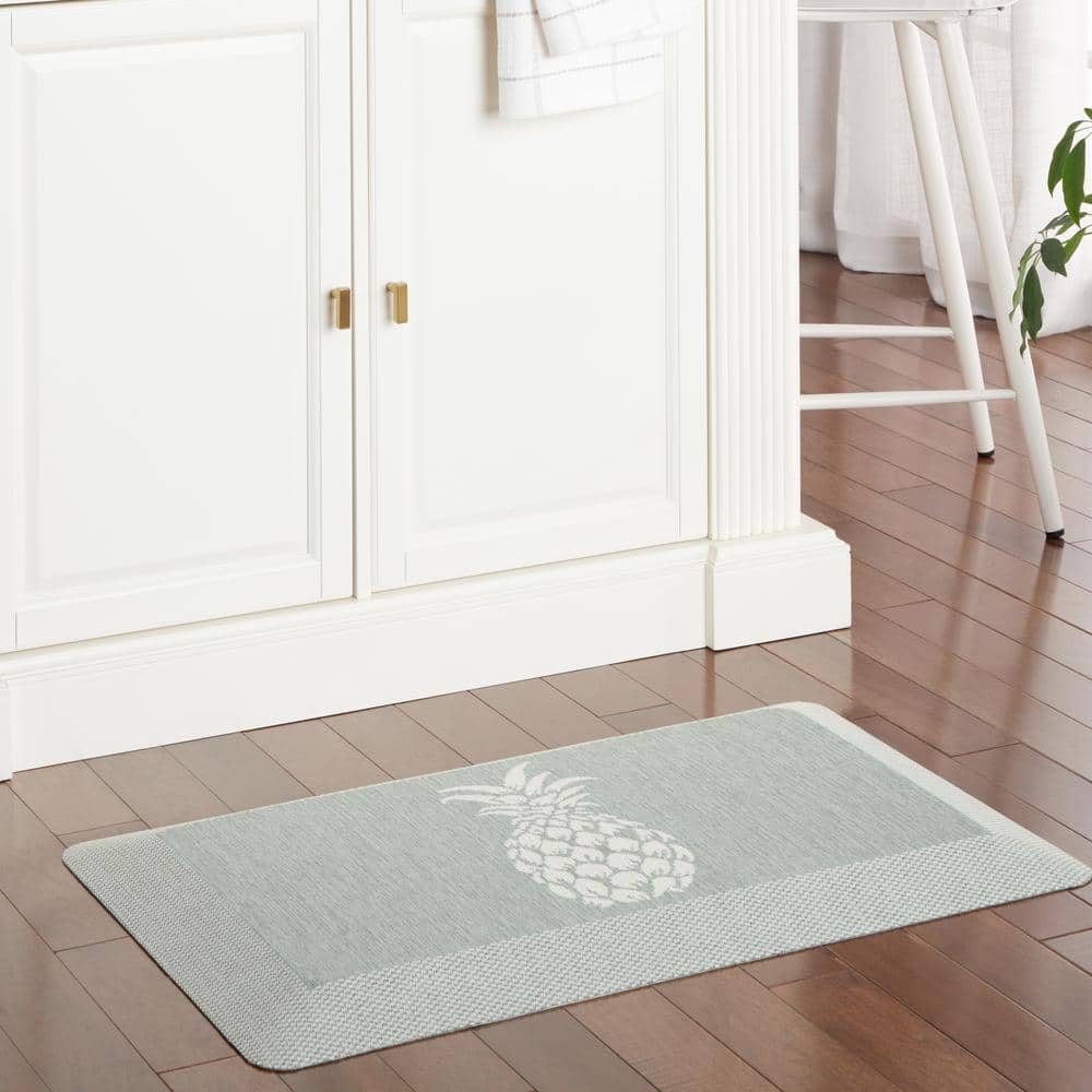 Mint Green Pineapple Anti-Fatigue Kitchen Mat 19.6" x 39"