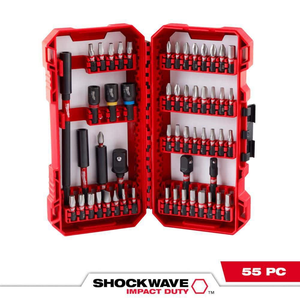 Milwaukee SHOCKWAVE Impact Duty Alloy Steel Screw Driver Bit Set with PACKOUT Accessory Case (55-Piece) -  48-32-4096