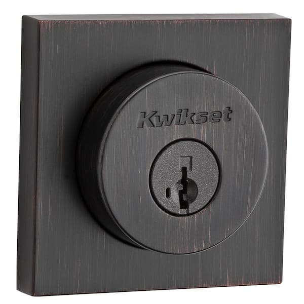 Kwikset 159 Series Venetian Bronze Double Cylinder Square Deadbolt Featuring SmartKey