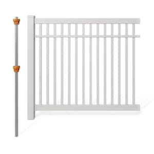5 ft. H x 6 ft. W No Dig Windsor Flat Top Spaced Picket White Vinyl Fence Panel with Post and Anchor