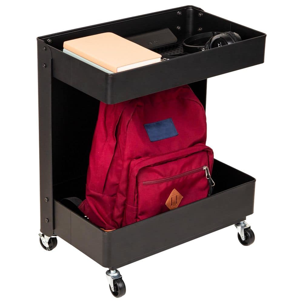 Under Desk Rolling Cart, 2-Tier Metal Utility Organizer, Black price history on PriceWatchPro