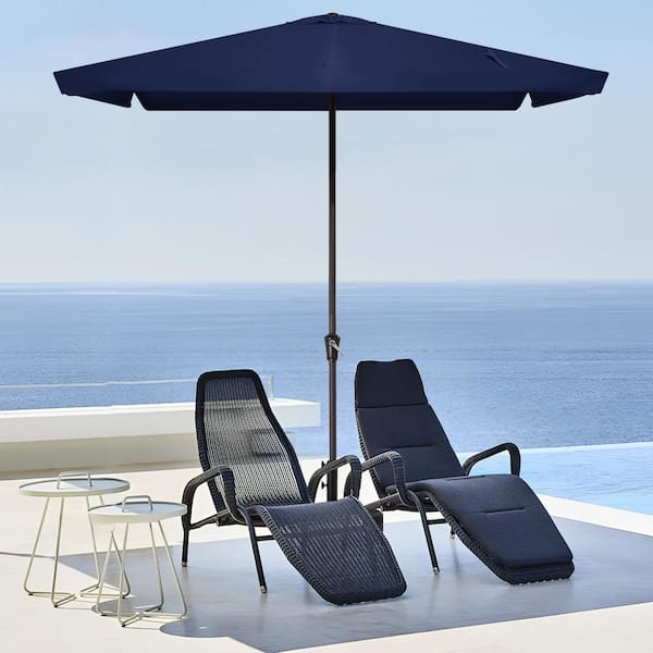8 ft x 10 ft. Rectangular Steel Market Crank and Tilt Outdoor Patio Umbrella in Navy
