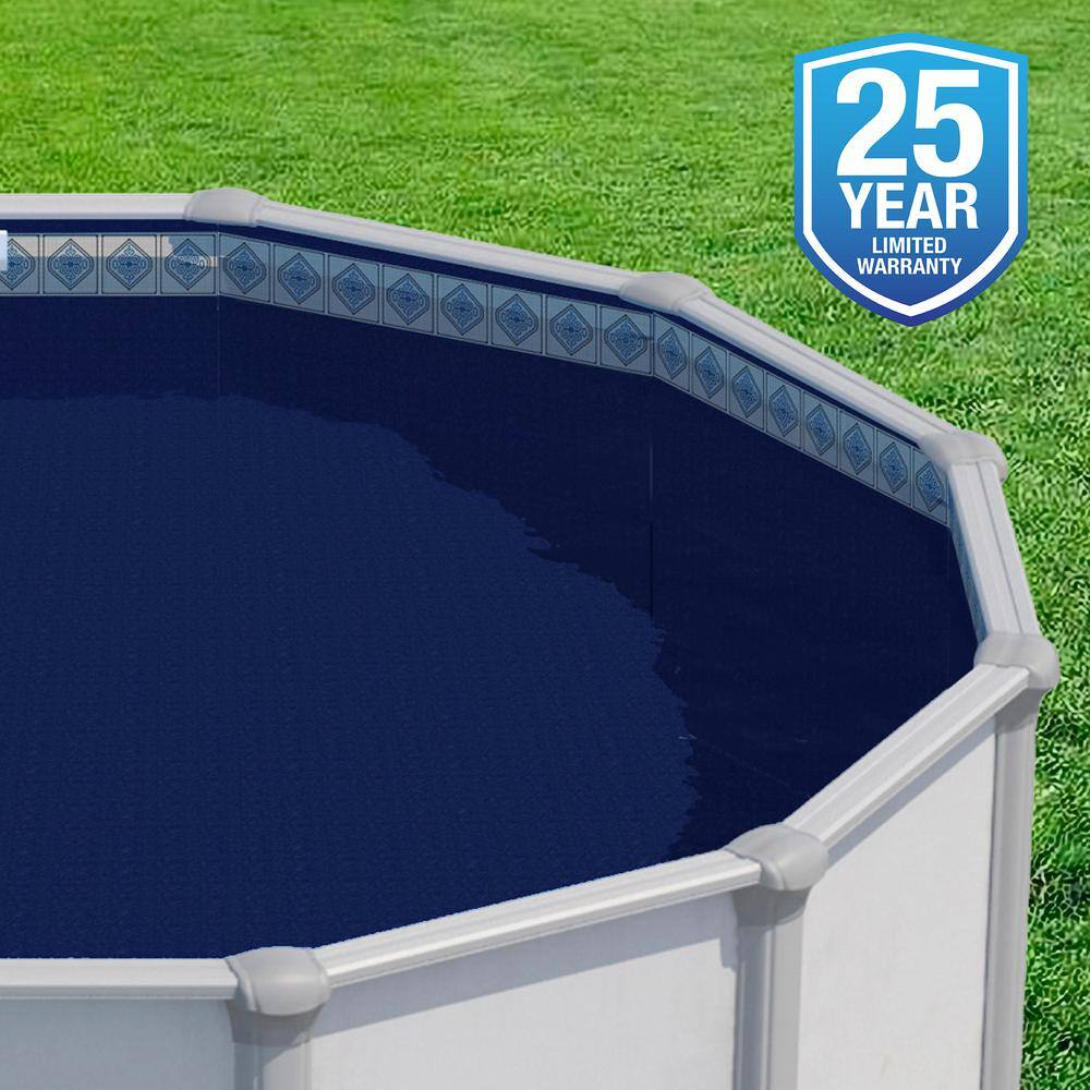 Mangalore Mosaic Blue and Gray Vinyl Pool Liner, 24-ft Round