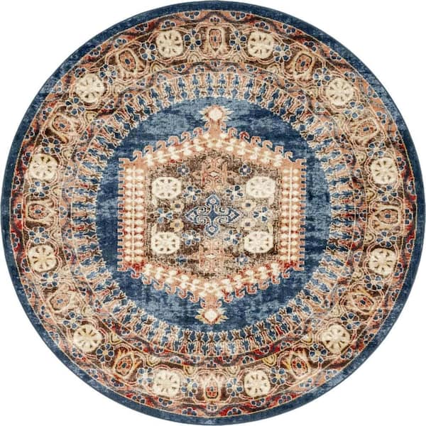 Unique Loom Utopia Larissa Blue 7' 0 x 7' 1 Area Rug