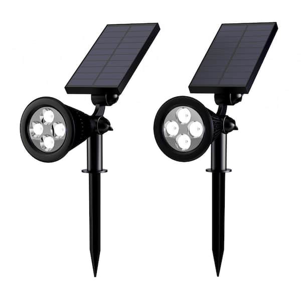 Pure Garden Black Outdoor Integrated LED Landscape Solar Spotlights (2-Pack)