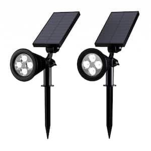 Black Outdoor Integrated LED Landscape Solar Spotlights (2-Pack)