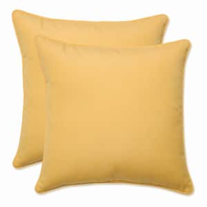 Solid Yellow Square Outdoor Square Throw Pillow 2-Pack