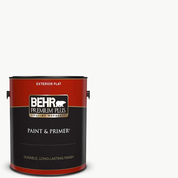 BEHR PREMIUM PLUS 1 gal. Ultra Pure White Flat Exterior Paint & Primer