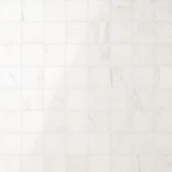 Ivy Hill Tile Onyx White 11.73 in. x 11.73 in. Polished Marble Floor and Wall Mosaic Tile (0.95 sq. ft./Each)