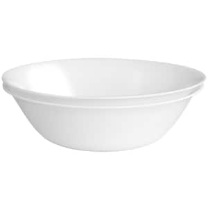 9 in. 46 fl.oz White Shadow Tempered Opal Glass Serving Bowl (Set of 2)