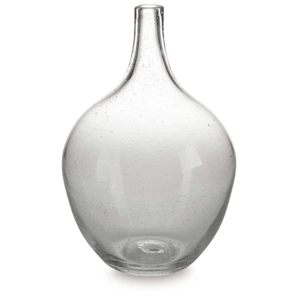 Clear Seeded Glass Decorative Table Vase