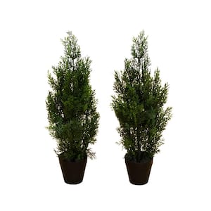 2 ft. Artificial Cedar Pine Tree UV Resistant (Indoor/Outdoor)-Set of 2