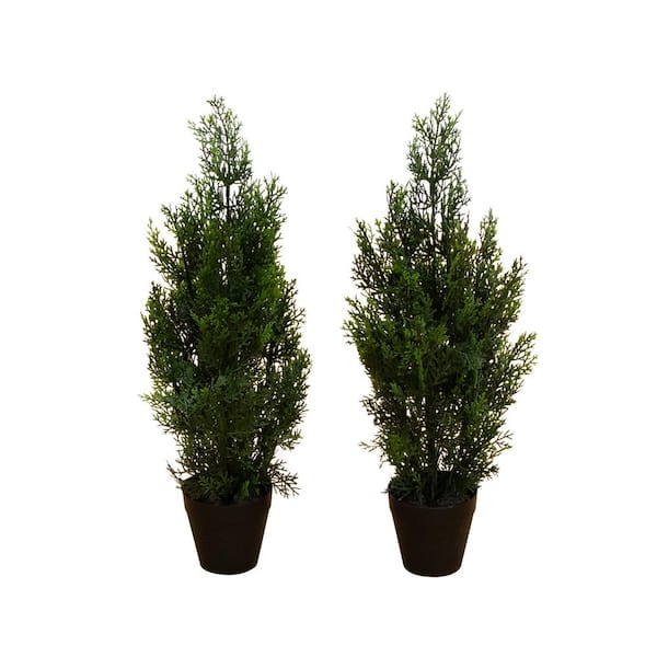 Nearly Natural 2 ft. Artificial Cedar Pine Tree UV Resistant (Indoor/Outdoor)-Set of 2