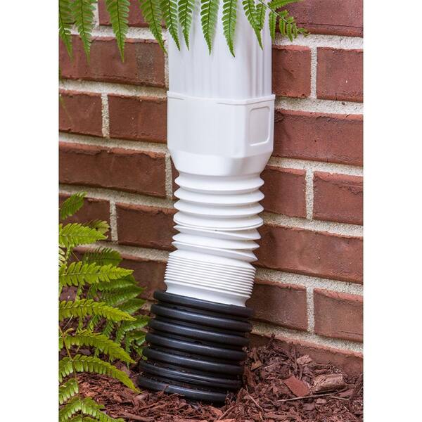 4x4x4 Adjustable Downspout Adapter – White, Gutter To Underground Pipe By Aquabarrel