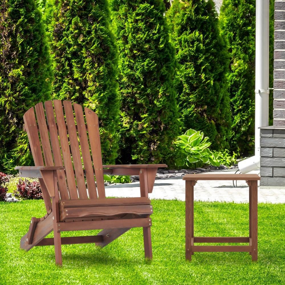 LATTOY Folding Solid Wood Adirondack Lounge Chair Set of 2 for Garden ...