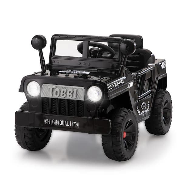 TOBBI 12-Vot Kids Ride on Electric Truck with LED Lights, Horn and Music, Black