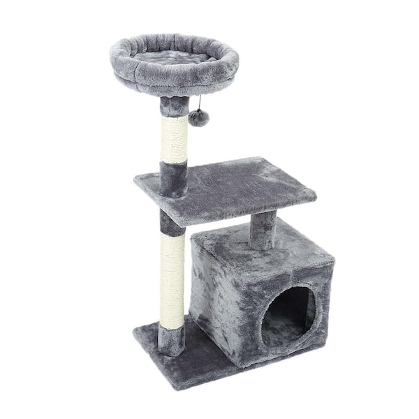 Foobrues Kitty Toy Cat Scratching Post Natural Sisals Kitten Activity Tower Condo Stand Luxury Furniture for Small Cats Gray