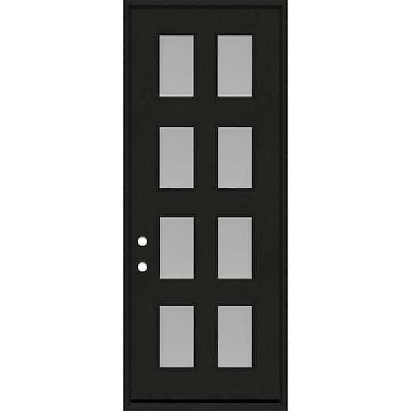 Steves & Sons Regency 36 in. x 96 in. 8L Modern Clear Glass RHIS Onyx Stained Fiberglass Prehung Front Door with 4 in. Jamb