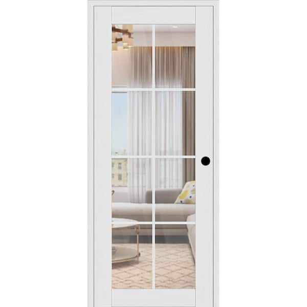 Paola 8Lite DIY-Friendly 32 in. x 80 in. Clear Glass Left-Handed Bianco Noble Wood Single Prehung Interior Door