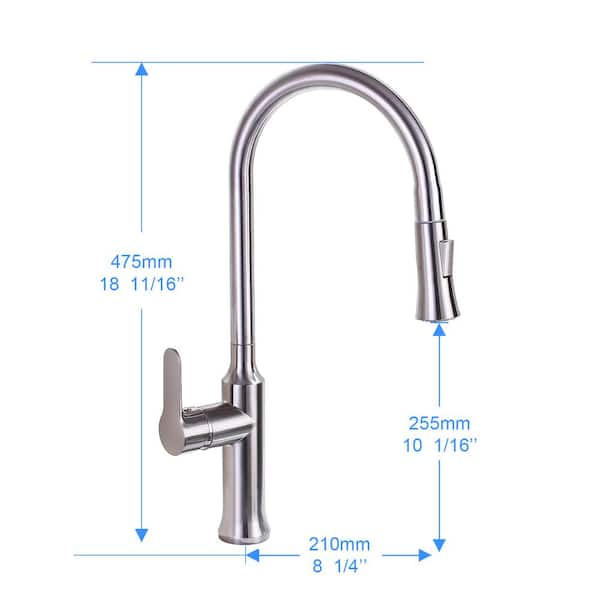 Single Handle Pull Down Sprayer Kitchen Faucet in Brushed Nickel