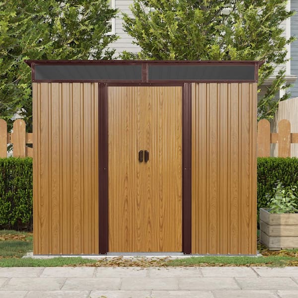 8 ft. x 6 ft. Metal Outdoor Storage Shed with Window and Transparent late (48 sq. ft. )