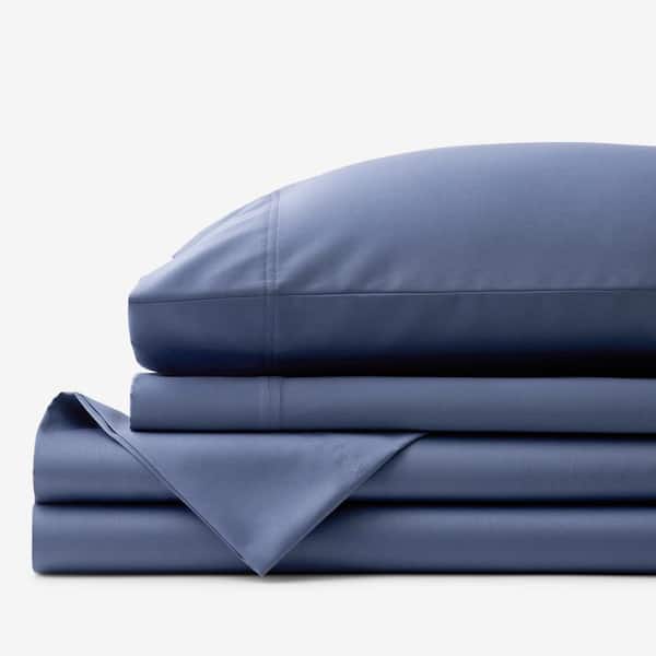 The Company Store Legends Hotel Supima Cotton Wrinkle-Free 3-Piece Blue Dusk Sateen Twin Sheet Set