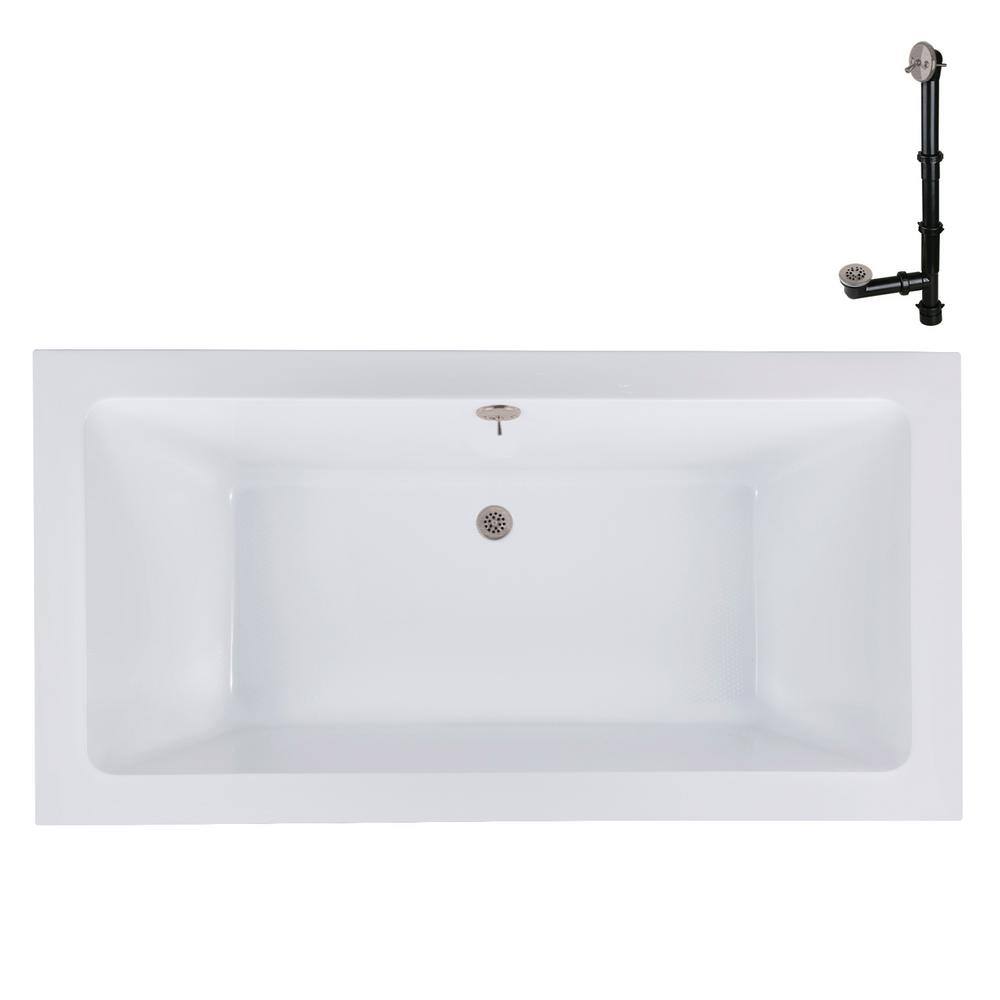 66'' x 34'' Glossy White Acrylic Soaking Drop-In Bathtub