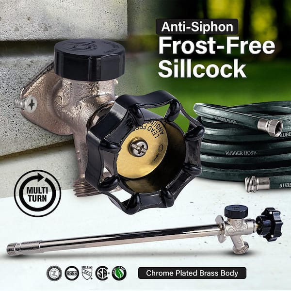 PLUMBFLEX 10 in. Anti-Siphon Sillcock Frost Free Outdoor Faucet with 1/ ...