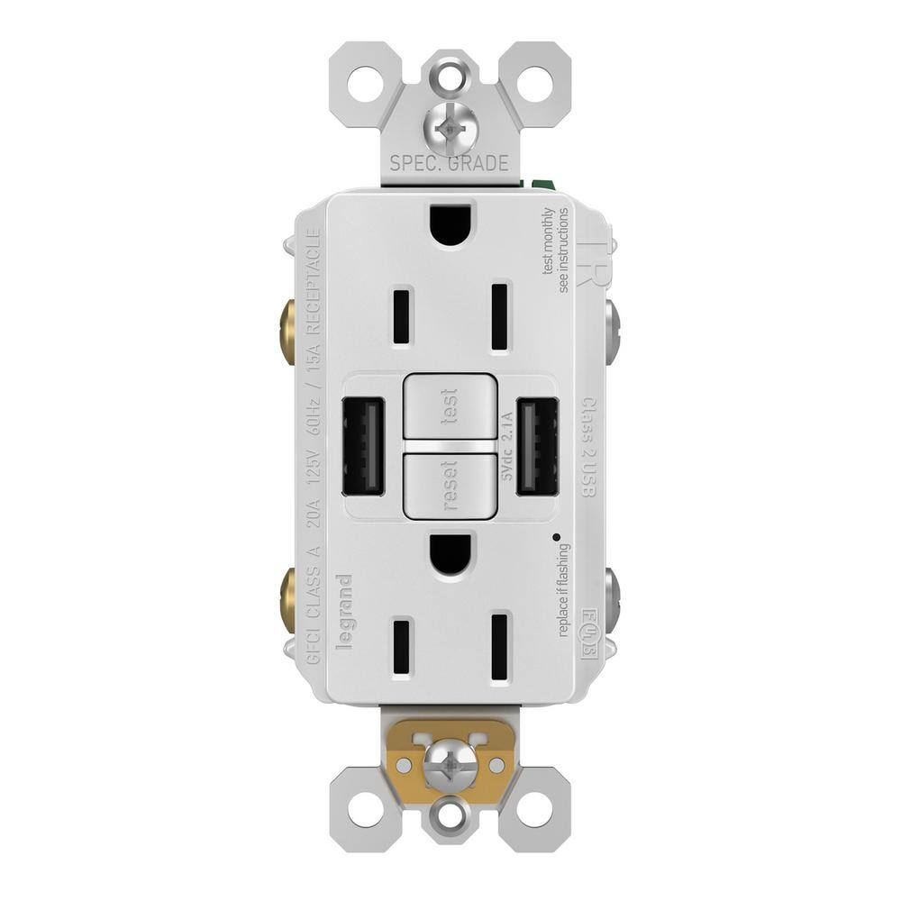 radiant 15 Amp 125-Volt Tamper Resistant Self-Test GFCI Duplex Outlet with Type A/A USB, White price history on PriceWatchPro
