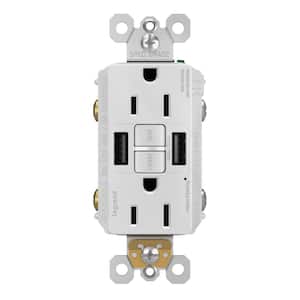 Radiant 15 Amp 125-Volt Tamper Resistant Self-Test GFCI Duplex Outlet with Type A/A USB, White