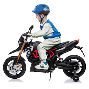 12-Volt Black Kids Dirt Bike Ride On Motorcycle Licensed Aprilia