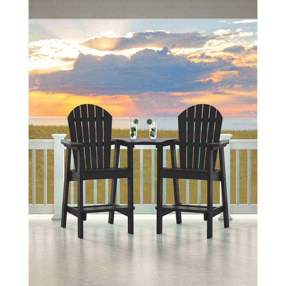 AUTMOON Classic Black Tall Balcony Adirondack Chair with Removable Side