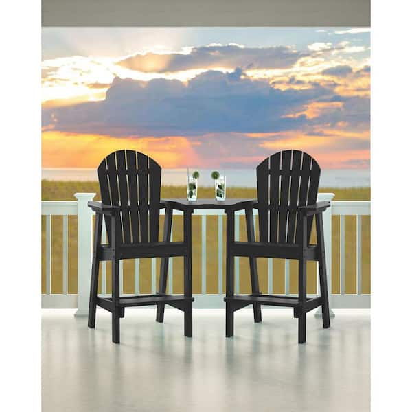 AUTMOON Classic Black Tall Balcony Adirondack Chair With Removable Side   Plastic Adirondack Chairs 714 Black 64 600 