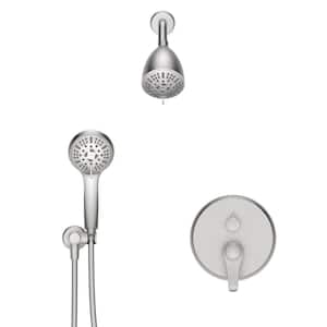1-Handle 9-Spray Shower Faucet 2 GPM with Adjustable Flow Rate in Brushed Nickel(Valve Included)