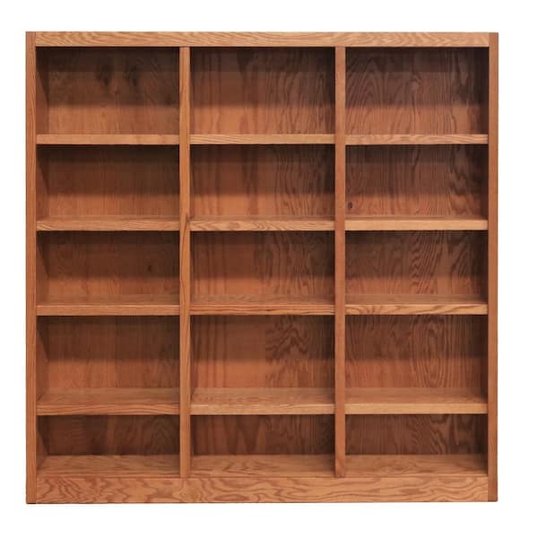 Concepts In Wood 72 in. Dry Oak Wood 15-shelf Standard Bookcase with Adjustable Shelves