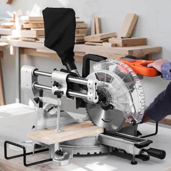 Sliding Compound Miter Saw, 10-In. Blade, 15 Amp Motor, 60-Tooth, Corded Double Bevel Sliding Miter Saw, Miter Saw Stand